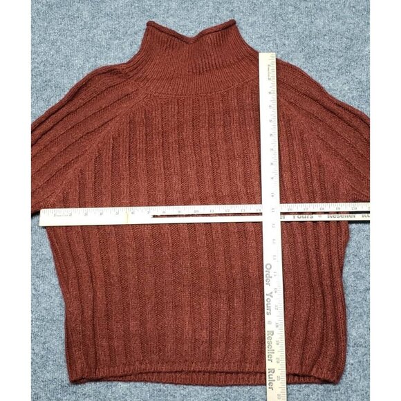 Rue21 Cropped Sweater Womens S Red Long Sleeve Raglan Turtleneck Ribbed Knit New - Picture 8 of 12